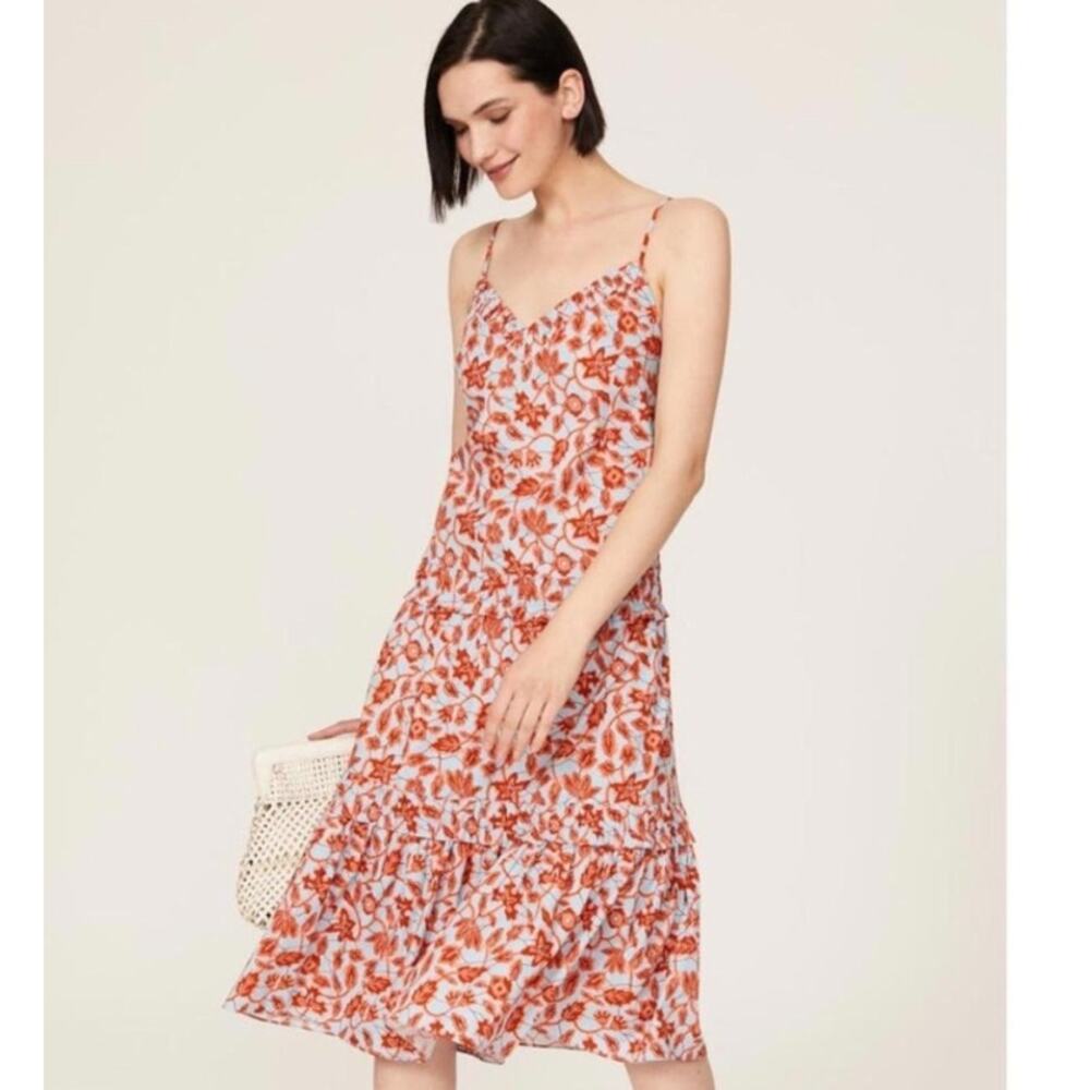 Derek Lam Collective Floral Midi V-Neck dress